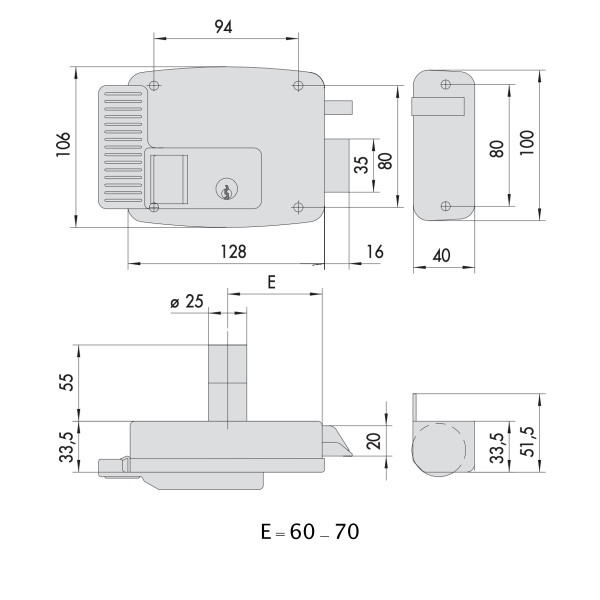 Elettroserratura ad applicare foro cilindro con scrocco Cisa 1.11931.60.2 sinistra