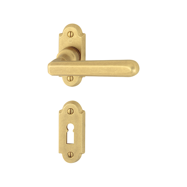 Maniglia Hoppe Basel con rosetta e bocchetta sagomata 32x73 mm ottone antiqua per porte da interni