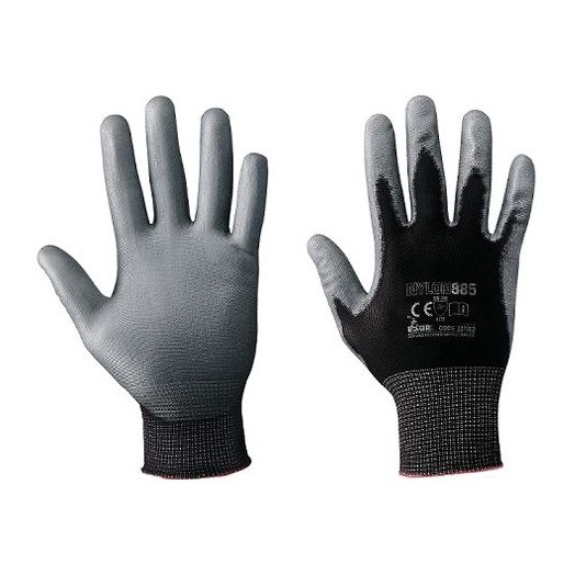 Guanti nylon 885 nero palmo pu grigio tg.xl