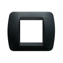 Living int - placca 2p 93x80 mm colore acciaio scu