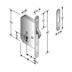 Serratura a gancio-patent s/60 cromo luc. rev.e.40