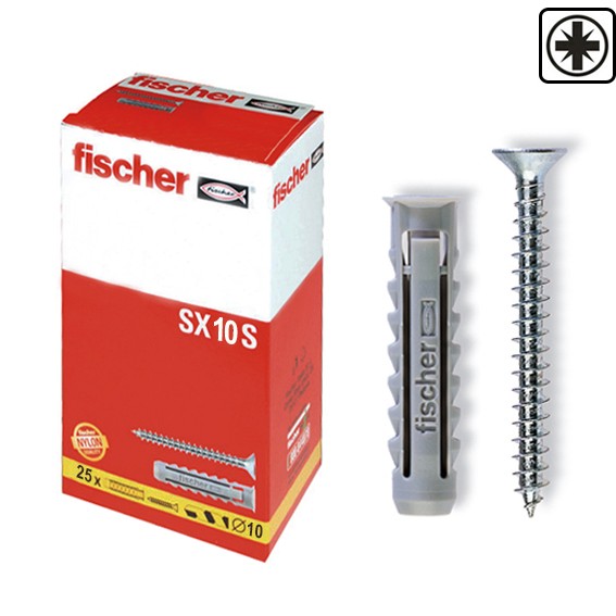 Sx-s tassello d. 10 x 50 mm c/vite tsp pz (25 pz)