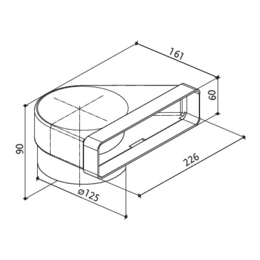 Curva reversibile 90° 226x161 d. 125 mm - crcv 90