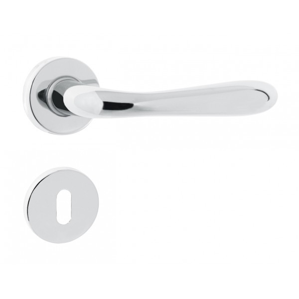 Coppia di maniglie con bocchette tonde patent d.45 cromo lucido Clara in zama