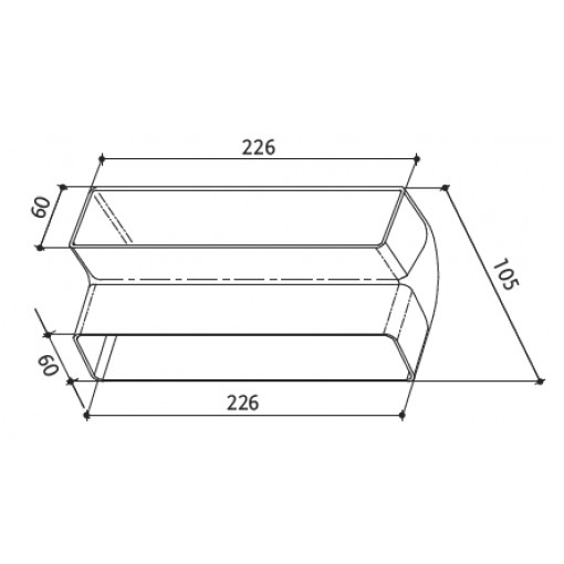 Curva rettangol. verticale 90° 226x60 mm - crv 90