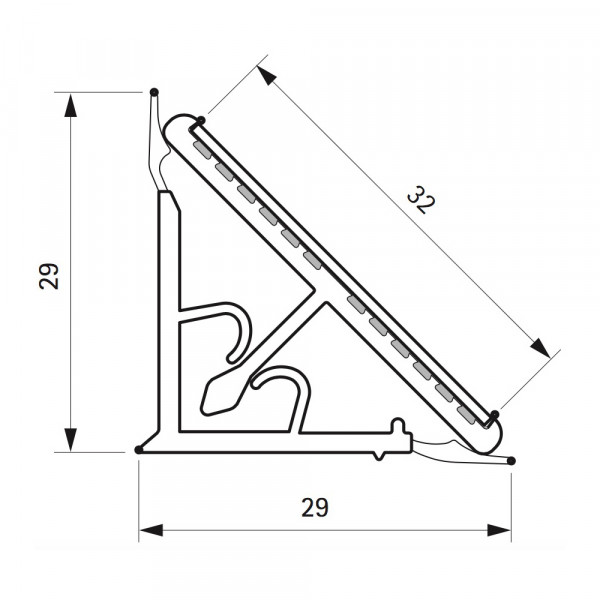 Alzatina top cucina in pvc 45° 4,20 mt scraper/avorio