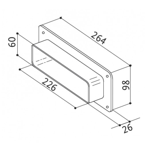 Raccordo a parete rettangolare 264x98 mm - rpr
