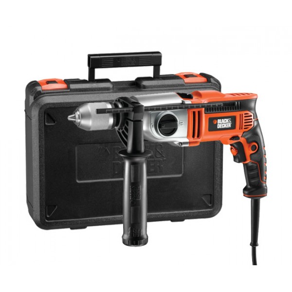 Trapano a percussione 910w 2 velocità black &amp; decker kr911k-qs + valigetta