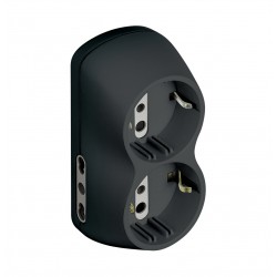 Adattatore b4 2xschuko 2xp+t c/int colore grigio