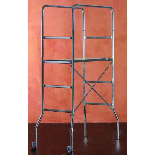 Trabattello miniponteggio acciaio Trio h.1,88 x 130 x 60 cm con piano lavoro 