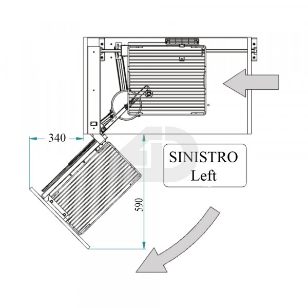 Sistema estraibile angolare basso con 4 cesti Inoxa Dynamic corner apertura sinistra