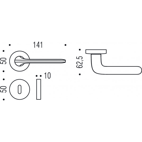 Maniglia Colombo Roboquattro con rosetta e bocchetta tonda diametro 50 mm oro plus per porte da interni