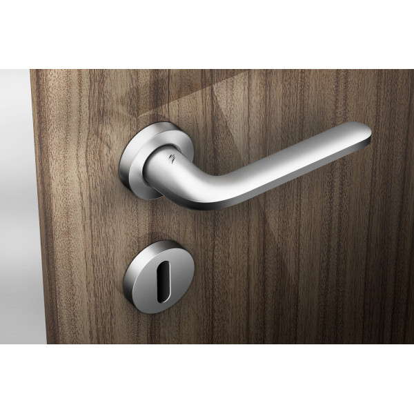 Maniglia Colombo Roboquattro con rosetta e bocchetta tonda diametro 50 mm cromato satinato per porte da interni