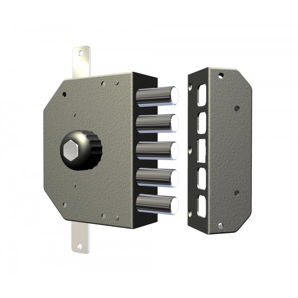 Serratura ad applicare triplice CR Serrature 3200P-02NK55 cilindro europeo a pompa