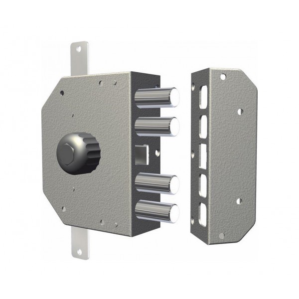 Serratura ad applicare triplice CR Serrature 3250P-02NK55 cilindro europeo a pompa con scrocco