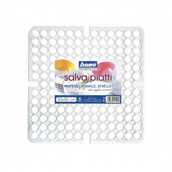 Bama, tappeto lavello piccolo in gomma di prima scelta 30 x 30 cm bianco