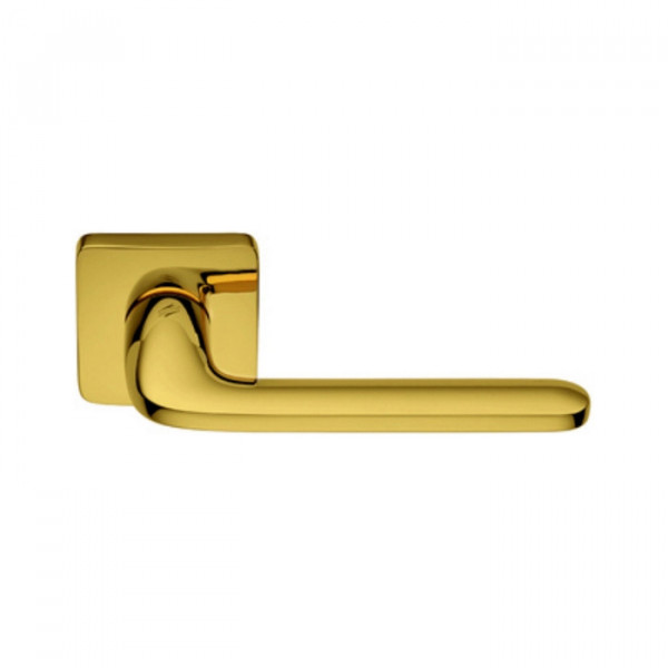 Maniglia Colombo Roboquattro S con rosetta e bocchetta quadra 52 mm oro plus per porte da interni