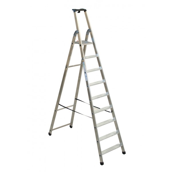 Scala quadra 9 gradini alluminio h. 265 cm con piano Facal
