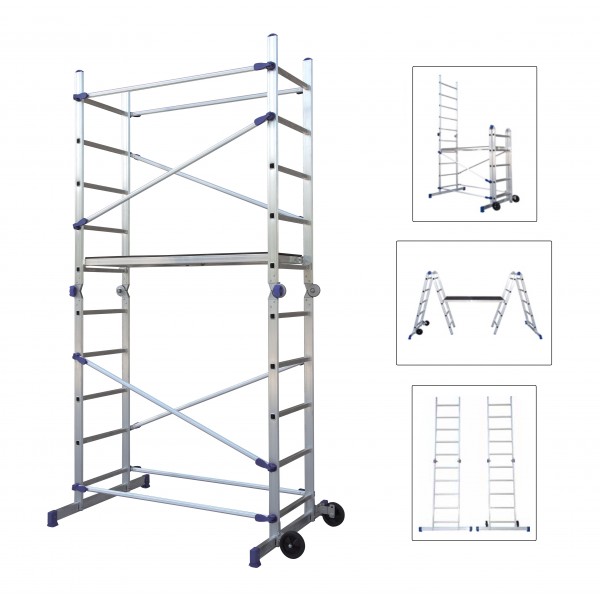 Trabattello in alluminio pinna Facal trasformabile con ruote h 310 cm