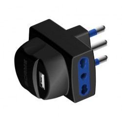Adattatore con spina 16a 2p+t e 2 prese bivalenti