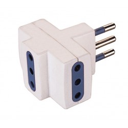 Adattatore con spina 10a 2p+t e 3 prese 10a 2p+t,