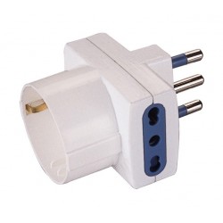 Adattatore plurist.:spina 16a 2p+t, 2 prese bival.