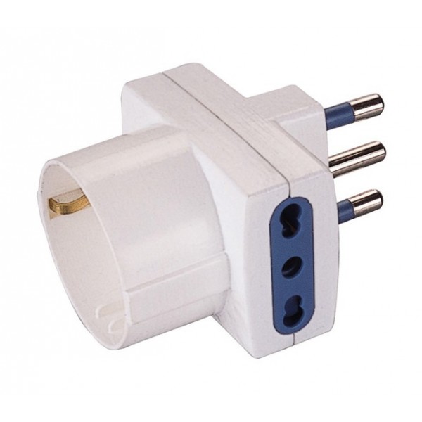 Adattatore plurist.:spina 16a 2p+t, 2 prese bival.