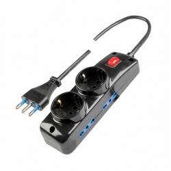 Presa multipla con 4 uscite bivalenti 10/16a 2p+t,