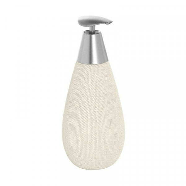 Dispenser sapone linea Safari in ceramica e acciaio bianco cromato satinato