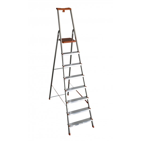 Scala in alluminio 8 gradini domestica facal eurodomus plus con portaoggeti