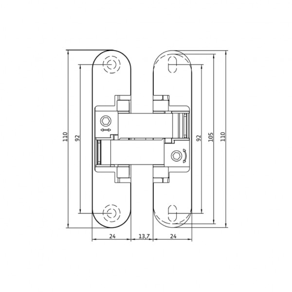 Cerniera invisibile Anselmi AN 150 3D 110x61 mm cromo lucido