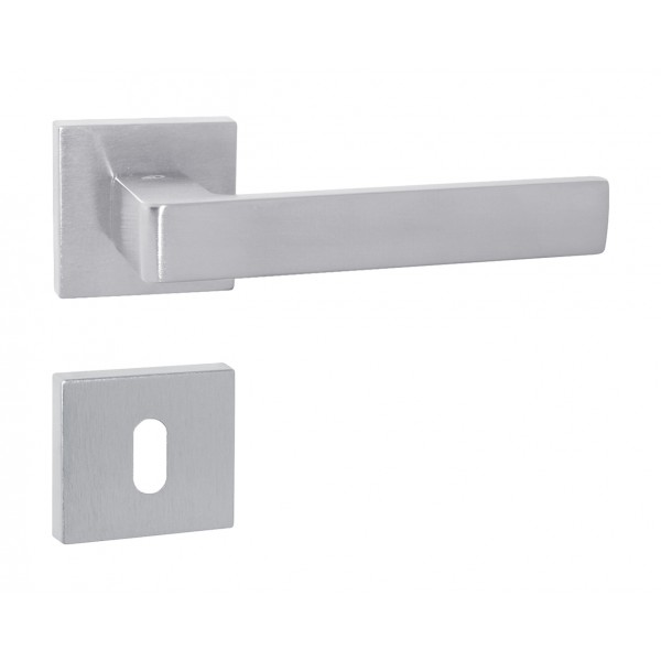Maniglie biblo rosette e bocchette quadre 50x50 cromato satinato