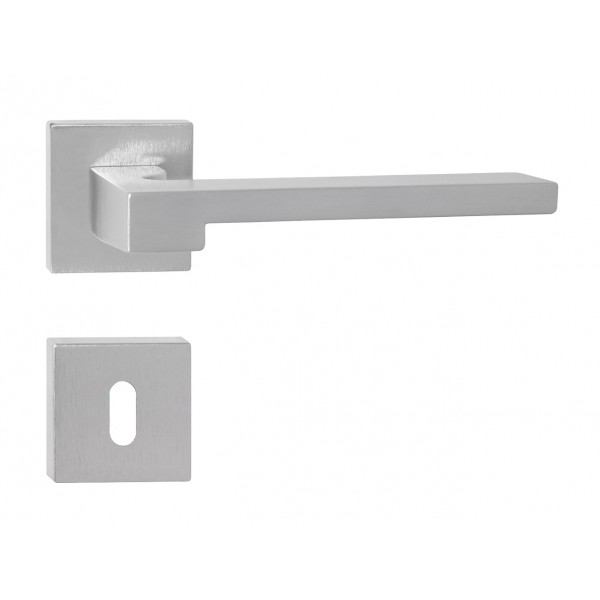 Maniglia Ginevra A430 con rosetta e bocchetta quadre 50 mm cromato satinato