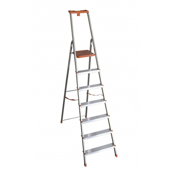Scala in alluminio 7 gradini domestica facal eurodomus plus con portaoggeti