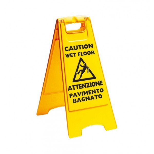 Apex, segnale di avviso pavimento bagnato italiano / inglese giallo