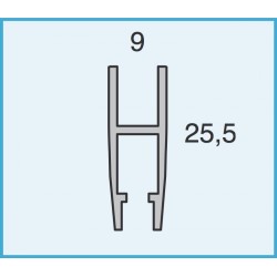 Porta vetro pattino in alluminio argento 9x25,5 mm (4...