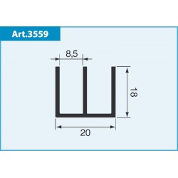 Guida superiore 4 mt alluminio argento 20 x 18 mm