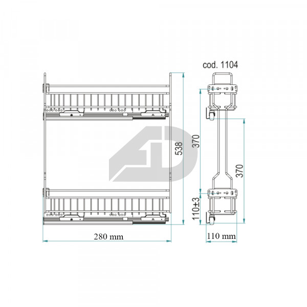 Cestello portabottiglie estraibile 2 piani Inoxa Silent 1104Y1528 mobile da 15cm