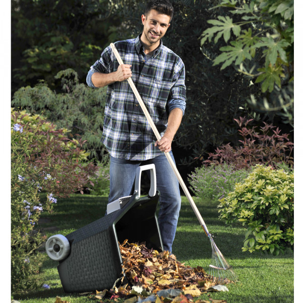 Carriola da giardino cesta con ruote 76 lt kart bama muschio