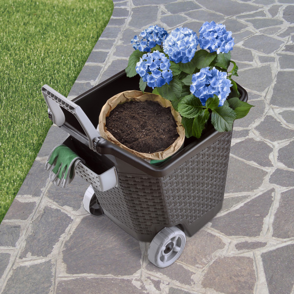 Carriola da giardino cesta con ruote 76 lt kart bama muschio