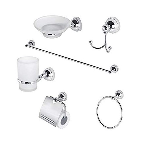 Set accessori bagno 6 pezzi vetro satinato cromo