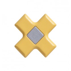 Pomolo croce plastica 40x40 mm giallo / grigio