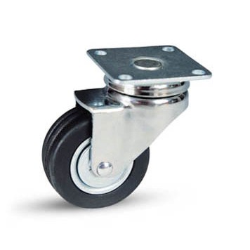 Ruota gom.nera supp.acc.crom.d60  c/piastra