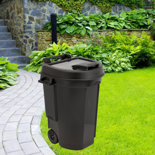 Bidone pattumiera per rifiuti in resina 110 lt nero