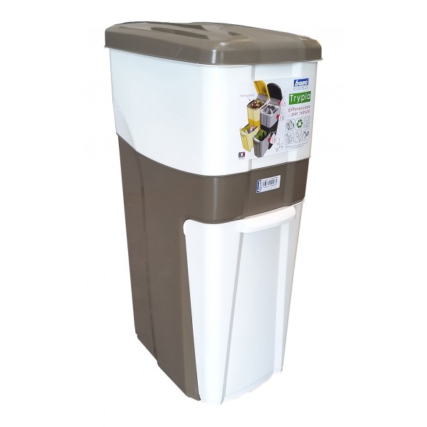 Pattumiera per raccolta differenziata bama trypla 28x39x70 colore tortora