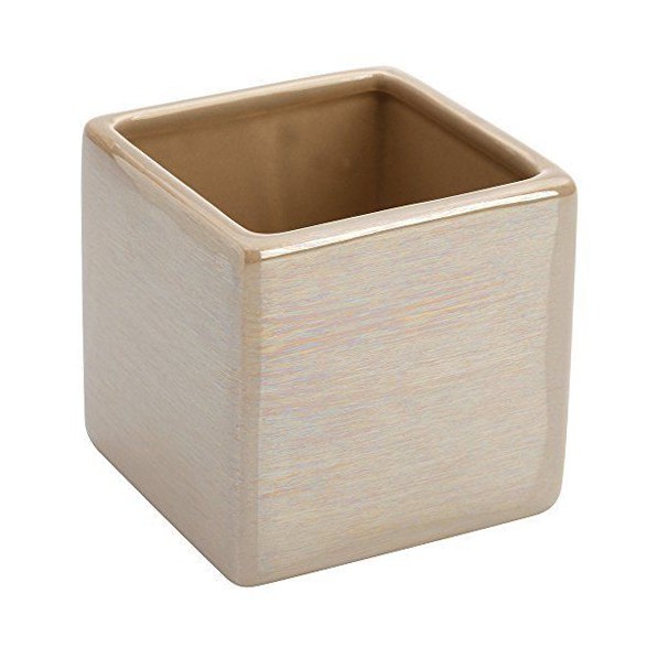 Porta spazzolino linea cuba in ceramica beige