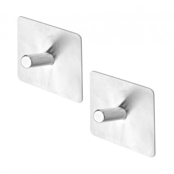Set 2 appendini adesivi quadrato metallo