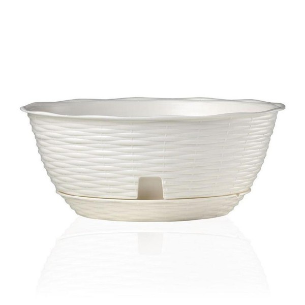 Vaso ciotola con sottovaso Paglia Bama diametro 40 cm colore panna