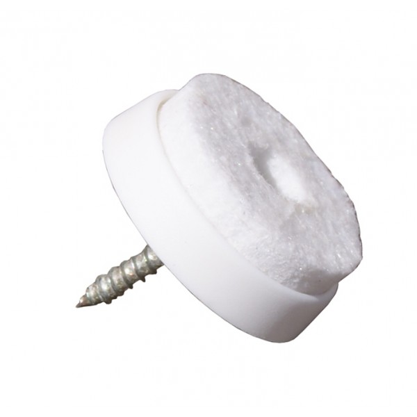 Sottosedia a vite c/feltro d.26mm bianco