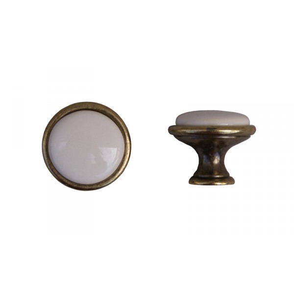 Pomolo tondo d. 34 ottone vecchio p. avorio